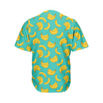 Teal Banana Pattern Print Men's Baseball Jersey