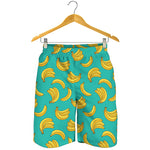 Teal Banana Pattern Print Men's Shorts