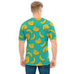 Teal Banana Pattern Print Men's T-Shirt