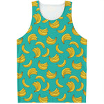 Teal Banana Pattern Print Men's Tank Top