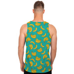 Teal Banana Pattern Print Men's Tank Top