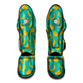Teal Banana Pattern Print Muay Thai Shin Guards