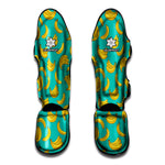 Teal Banana Pattern Print Muay Thai Shin Guard