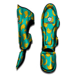 Teal Banana Pattern Print Muay Thai Shin Guard
