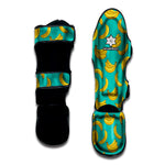 Teal Banana Pattern Print Muay Thai Shin Guard