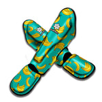 Teal Banana Pattern Print Muay Thai Shin Guard