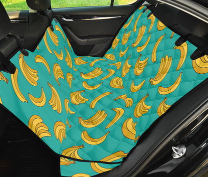 Teal Banana Pattern Print Pet Car Back Seat Cover