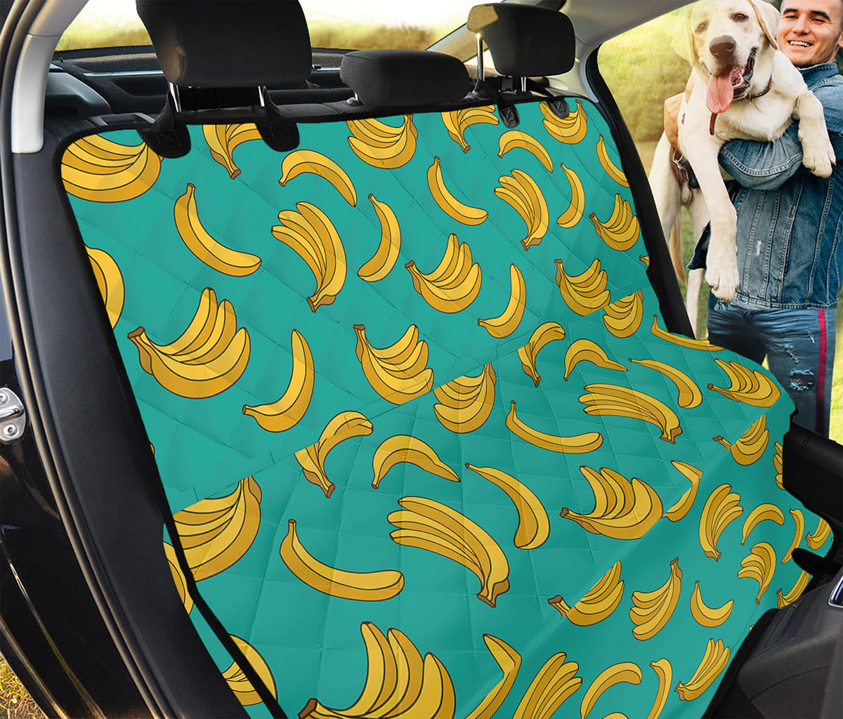 Teal Banana Pattern Print Pet Car Back Seat Cover