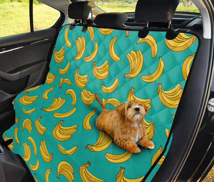 Teal Banana Pattern Print Pet Car Back Seat Cover