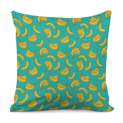 Teal Banana Pattern Print Pillow Cover