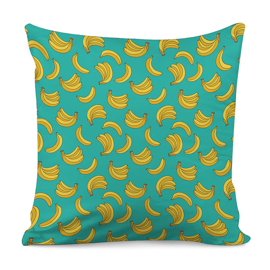 Teal Banana Pattern Print Pillow Cover