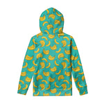 Teal Banana Pattern Print Pullover Hoodie