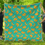 Teal Banana Pattern Print Quilt