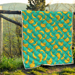 Teal Banana Pattern Print Quilt