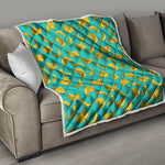 Teal Banana Pattern Print Quilt