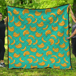 Teal Banana Pattern Print Quilt