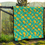 Teal Banana Pattern Print Quilt