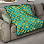 Teal Banana Pattern Print Quilt