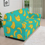 Teal Banana Pattern Print Sofa Cover