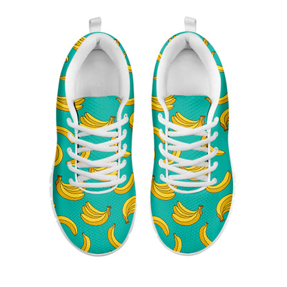 Teal Banana Pattern Print White Sneakers