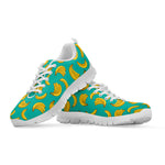 Teal Banana Pattern Print White Sneakers