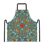 Teal Bohemian Mandala Pattern Print Apron