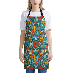 Teal Bohemian Mandala Pattern Print Apron