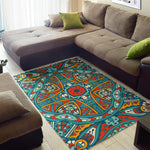 Teal Bohemian Mandala Pattern Print Area Rug GearFrost