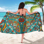 Teal Bohemian Mandala Pattern Print Beach Sarong Wrap