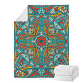Teal Bohemian Mandala Pattern Print Blanket