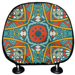Teal Bohemian Mandala Pattern Print Car Headrest Covers