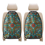 Teal Bohemian Mandala Pattern Print Car Seat Organizers