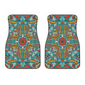 Teal Bohemian Mandala Pattern Print Front Car Floor Mats