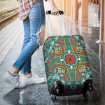 Teal Bohemian Mandala Pattern Print Luggage Cover GearFrost