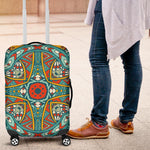 Teal Bohemian Mandala Pattern Print Luggage Cover GearFrost