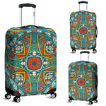 Teal Bohemian Mandala Pattern Print Luggage Cover GearFrost