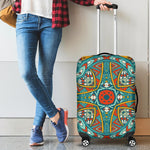 Teal Bohemian Mandala Pattern Print Luggage Cover GearFrost