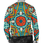 Teal Bohemian Mandala Pattern Print Men's Crewneck Sweatshirt GearFrost