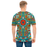 Teal Bohemian Mandala Pattern Print Men's T-Shirt