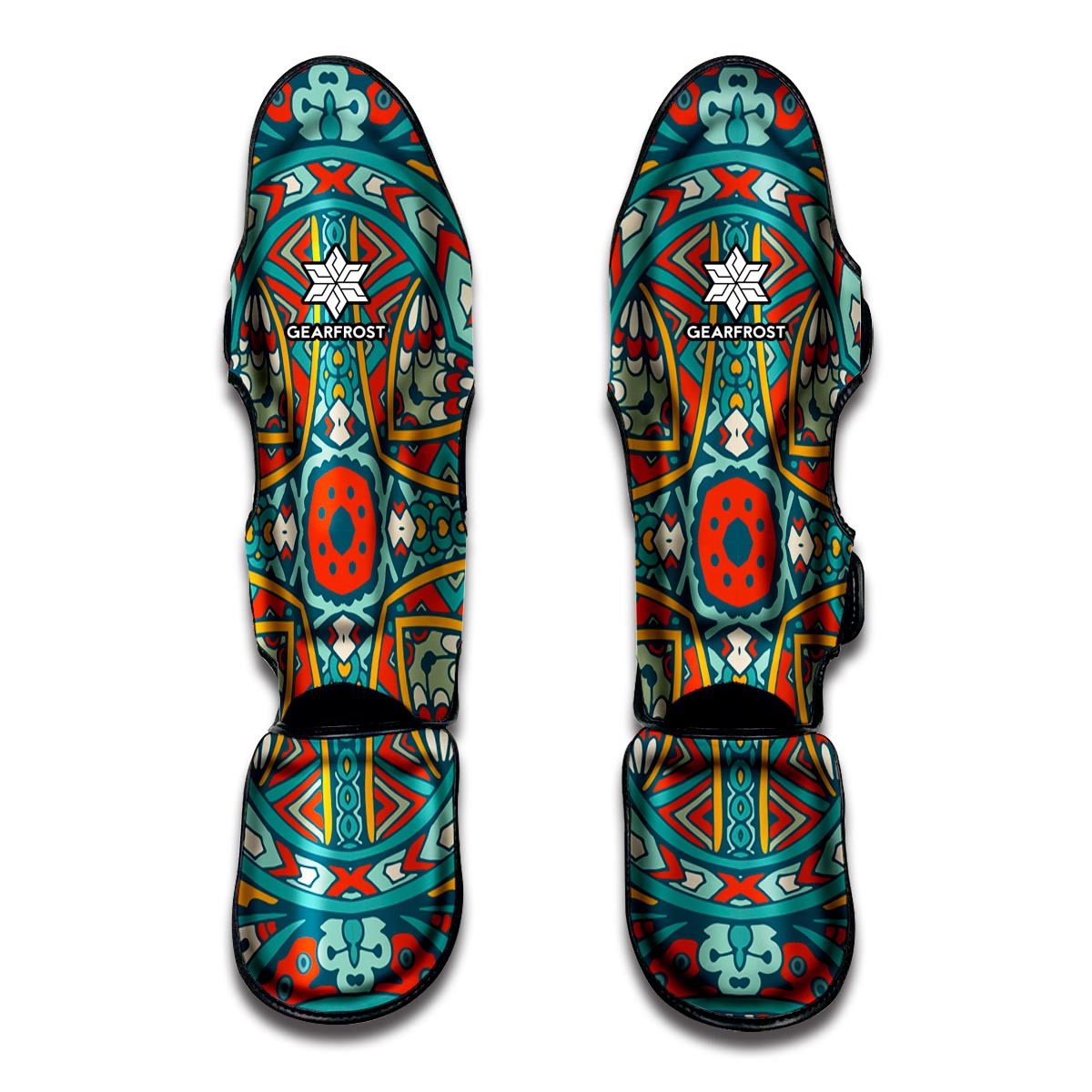 Teal Bohemian Mandala Pattern Print Muay Thai Shin Guard