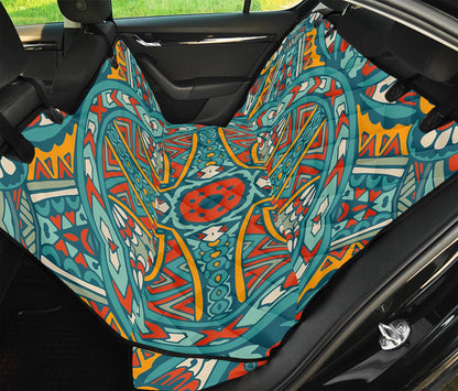 Teal Bohemian Mandala Pattern Print Pet Car Back Seat Cover