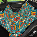 Teal Bohemian Mandala Pattern Print Pet Car Back Seat Cover