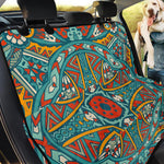 Teal Bohemian Mandala Pattern Print Pet Car Back Seat Cover