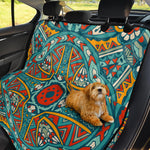 Teal Bohemian Mandala Pattern Print Pet Car Back Seat Cover
