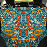 Teal Bohemian Mandala Pattern Print Pet Car Back Seat Cover