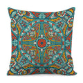 Teal Bohemian Mandala Pattern Print Pillow Cover