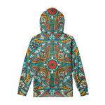 Teal Bohemian Mandala Pattern Print Pullover Hoodie