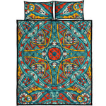 Teal Bohemian Mandala Pattern Print Quilt Bed Set