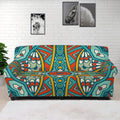 Teal Bohemian Mandala Pattern Print Sofa Cover