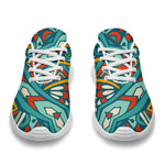 Teal Bohemian Mandala Pattern Print Sport Shoes GearFrost